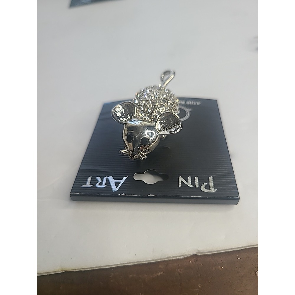 Pin Art Spoontiques Silvertone Mouse Brooch